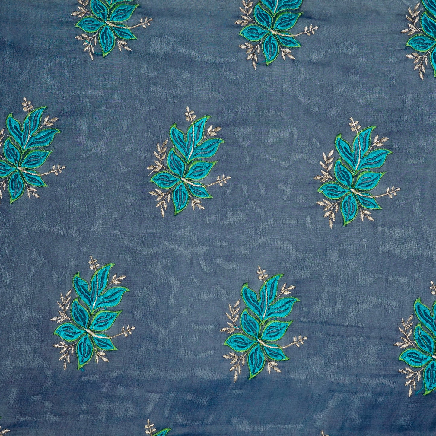 Shiza Royal Blue Viscose Georgette Embroidered Fabric in Buta Pattern