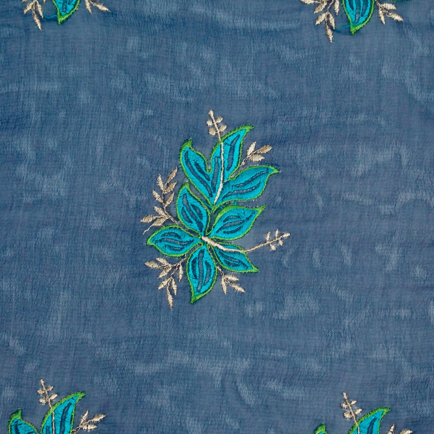 Shiza Royal Blue Viscose Georgette Embroidered Fabric in Buta Pattern