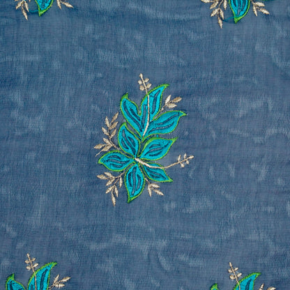 Shiza Royal Blue Viscose Georgette Embroidered Fabric in Buta Pattern