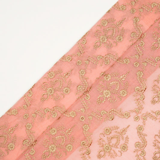 Luna Dark Pink Viscose Georgette Embroidered Fabric in Jaal Pattern