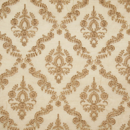 Luna Beige Viscose Georgette Embroidered Fabric in Jaal Pattern