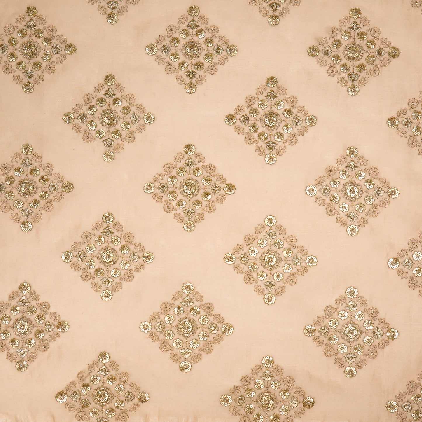 Amina Light Blush Chanderi Embroidered Fabric in Buta Pattern