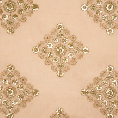 Amina Light Blush Chanderi Embroidered Fabric in Buta Pattern