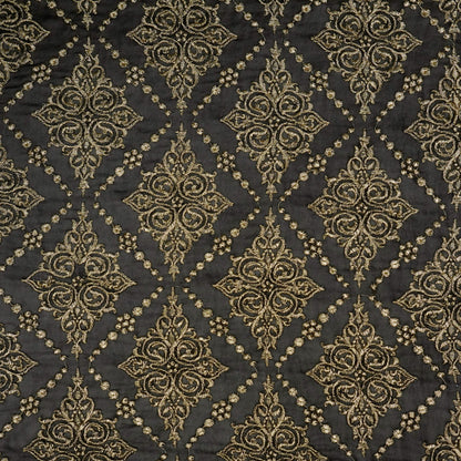 Iaika Black Chanderi Embroidered Fabric in Jaal Pattern