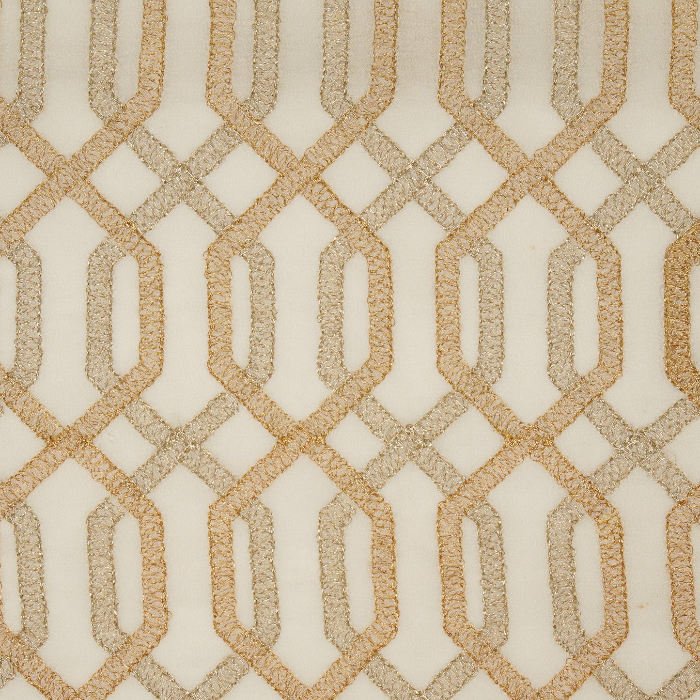 Rutui Ivory Viscose Georgette Embroidered Fabric in Jaal Pattern