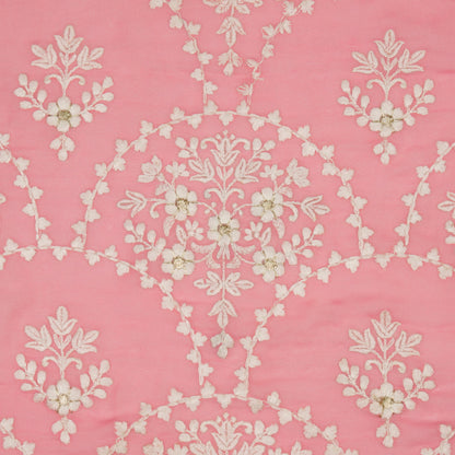 Mritsa Pink Viscose Georgette Embroidered Fabric in Jaal Pattern