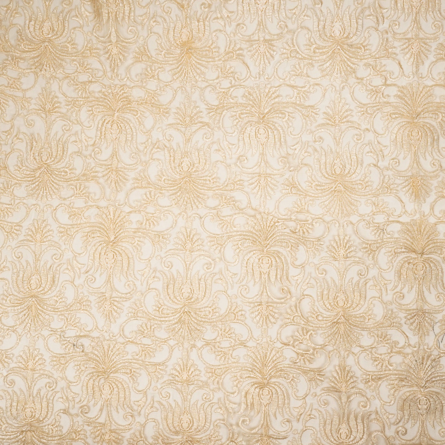 Esra Ivory Nylon Net  Embroidered Fabric in Jaal Pattern