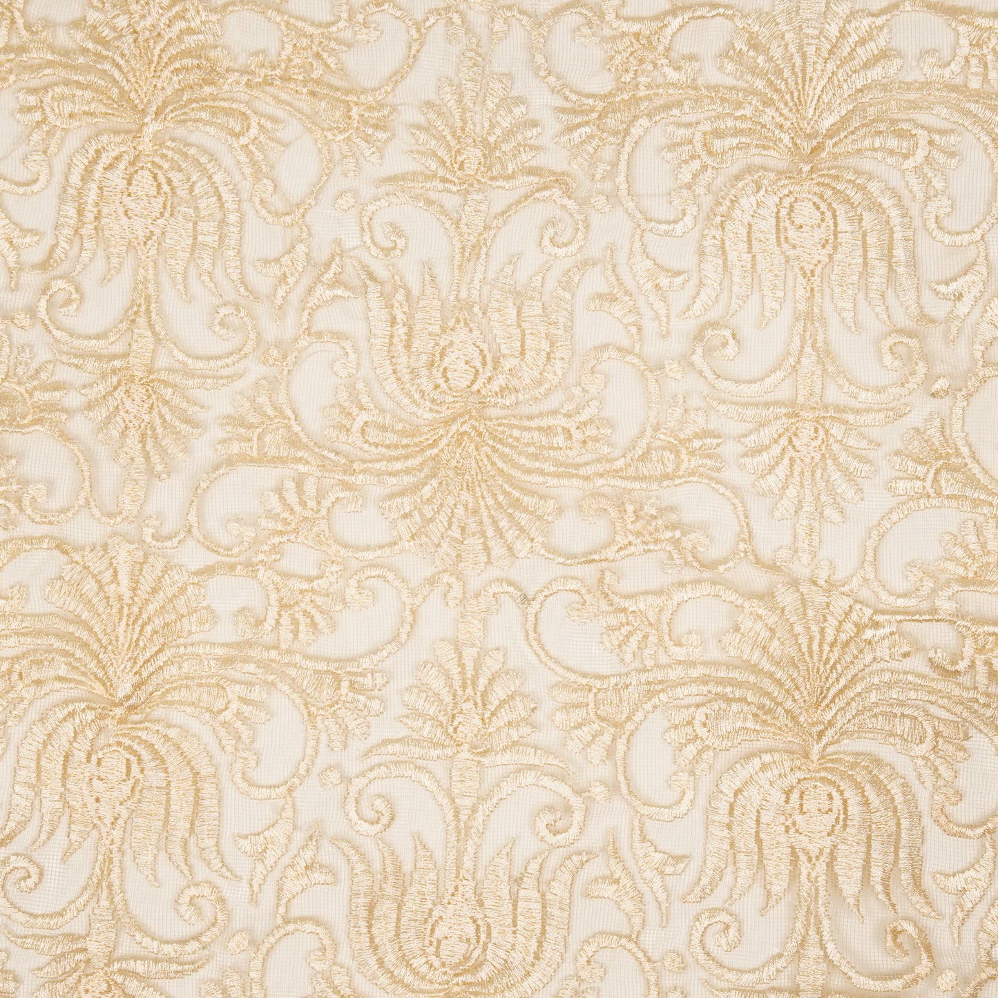 Esra Ivory Nylon Net  Embroidered Fabric in Jaal Pattern