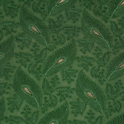 Fawyat Bottle Green Viscose Georgette Embroidered Fabric in Jaal Pattern