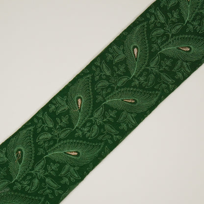 Fawyat Bottle Green Viscose Georgette Embroidered Fabric in Jaal Pattern