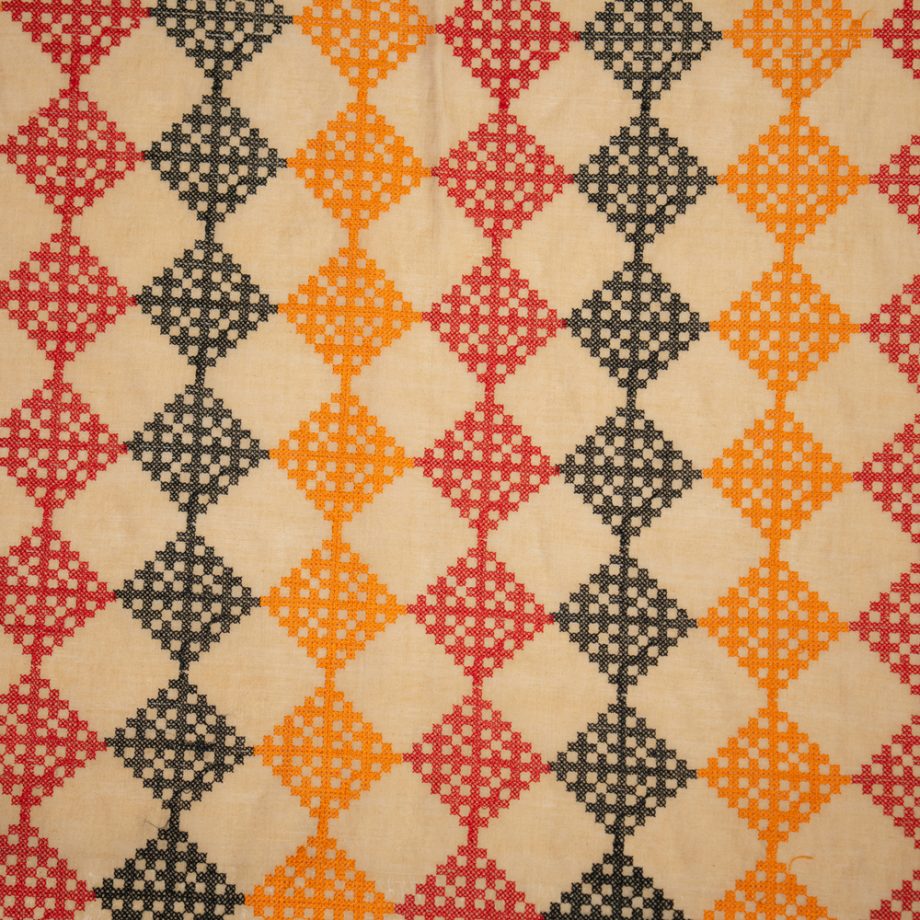 Nyra Biscuit Chanderi Embroidered Fabric in Geometric Buta Pattern