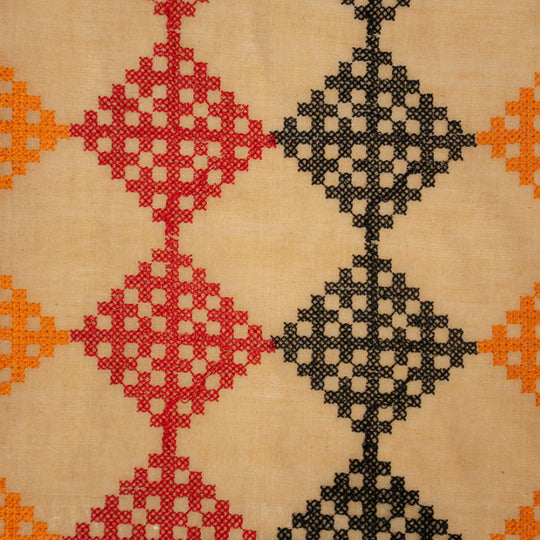 Nyra Biscuit Chanderi Embroidered Fabric in Geometric Buta Pattern