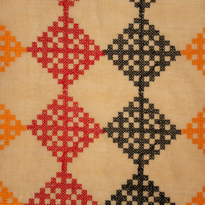 Nyra Biscuit Chanderi Embroidered Fabric in Geometric Buta Pattern