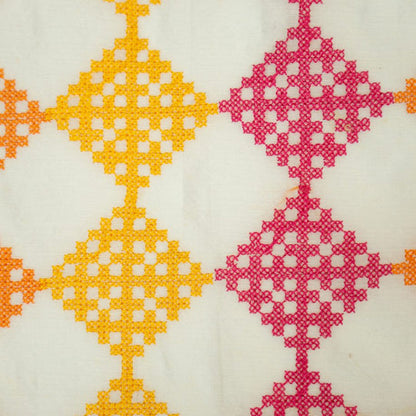 Nyra Ivory  Chanderi Embroidered Fabric in Geometric Buta Pattern
