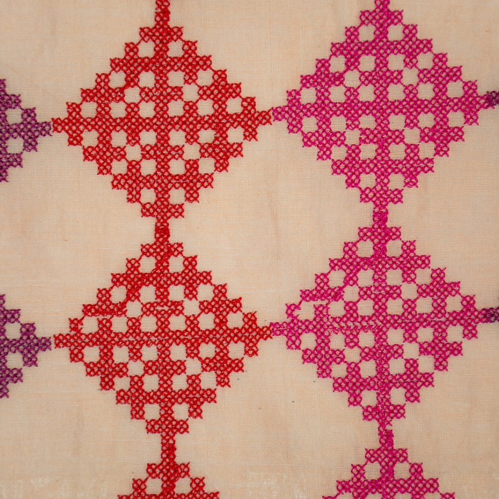 Nyra Peach Chanderi Embroidered Fabric in Geometric Buta Pattern