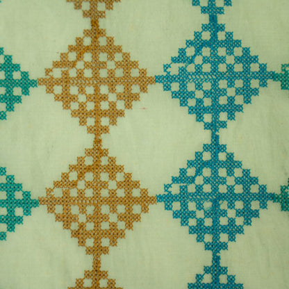 Nyra Sea Green Chanderi Embroidered Fabric in Geometric Buta Pattern