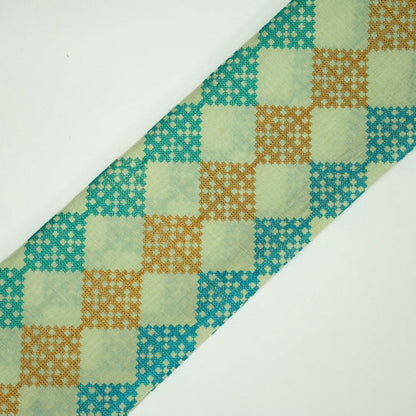 Nyra Sea Green Chanderi Embroidered Fabric in Geometric Buta Pattern