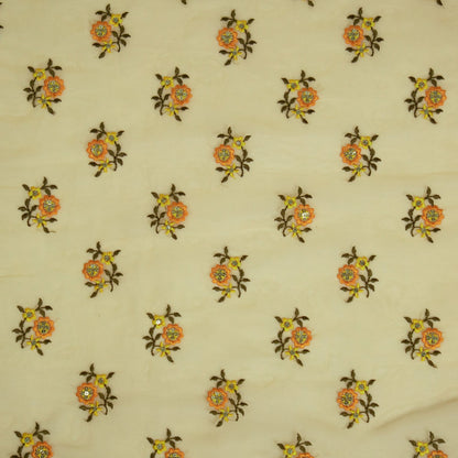 Wafiza Mango Viscose Organza Embroidered Fabric in Buti Pattern