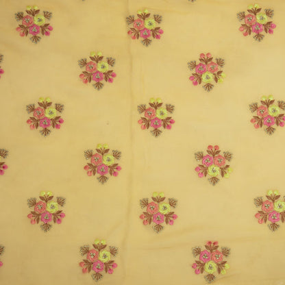 Dwiti Mango Viscose Georgette Embroidered Fabric in Buta Pattern