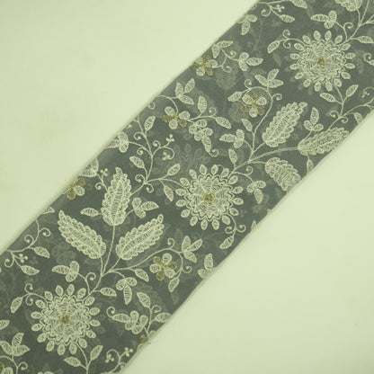 Muminah Gray Viscose Georgette Embroidered Fabric in Jaal Pattern