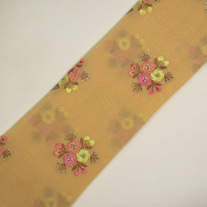 Dwiti Mango Viscose Georgette Embroidered Fabric in Buta Pattern