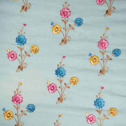 Hemangini Powder Blue Cotton Embroidered Fabric in Buta Pattern