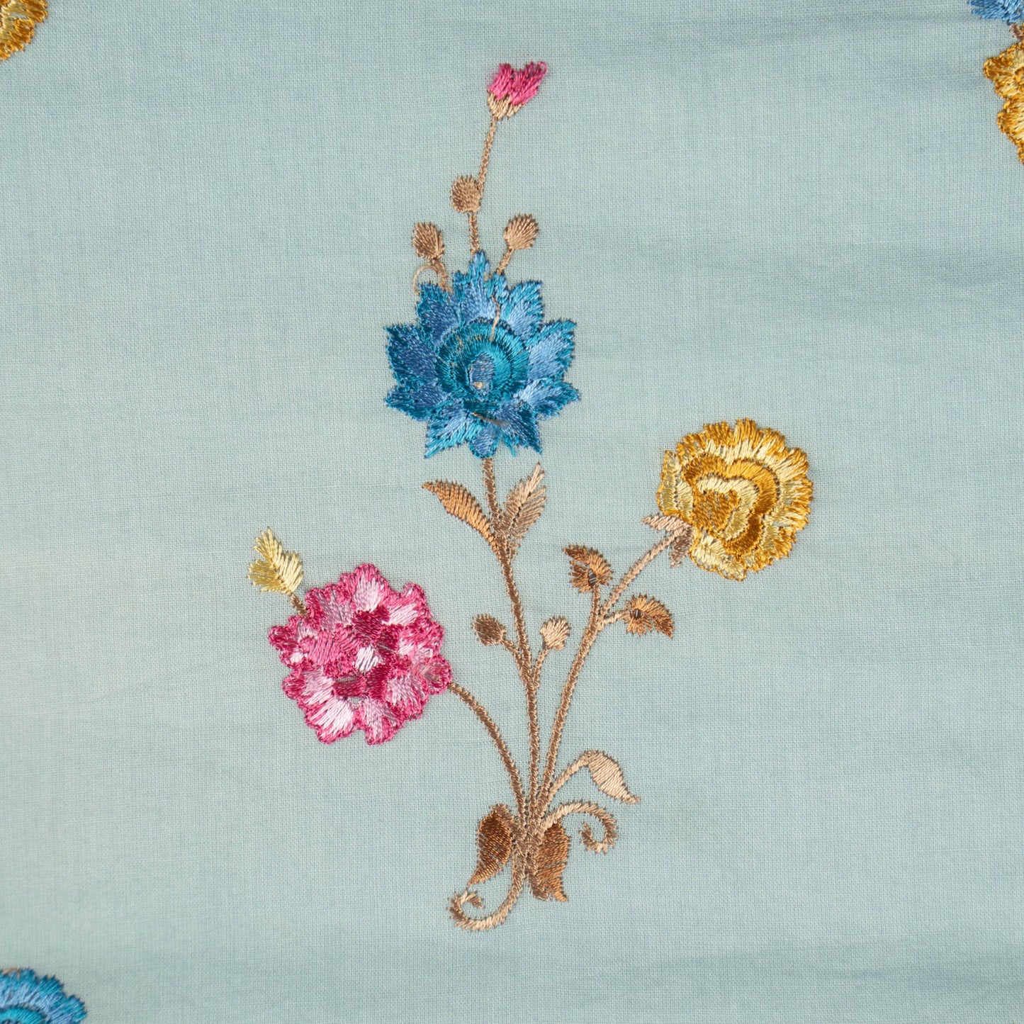 Hemangini Powder Blue Cotton Embroidered Fabric in Buta Pattern