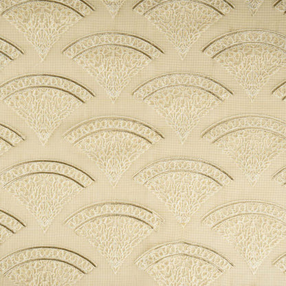 Wamika Beige Semi Munga Kota Embroidered Fabric in Buta Pattern