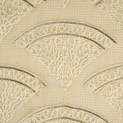 Wamika Beige Semi Munga Kota Embroidered Fabric in Buta Pattern