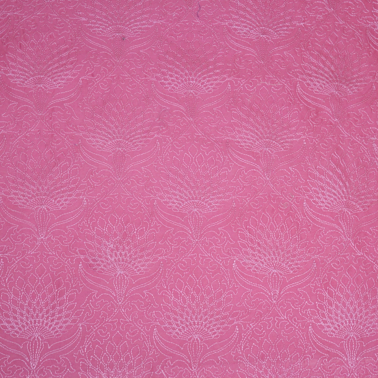 Hanifa Fuxia Chanderi Embroidered Fabric in Jaal Pattern