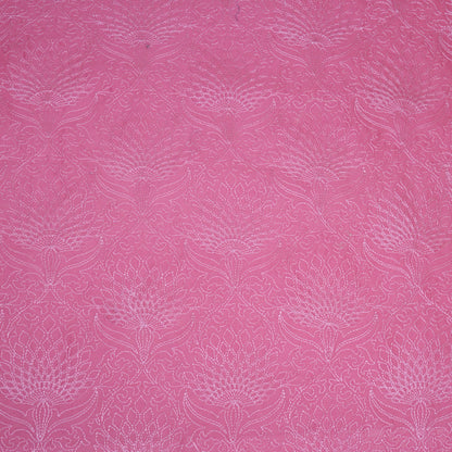 Hanifa Fuxia Chanderi Embroidered Fabric in Jaal Pattern