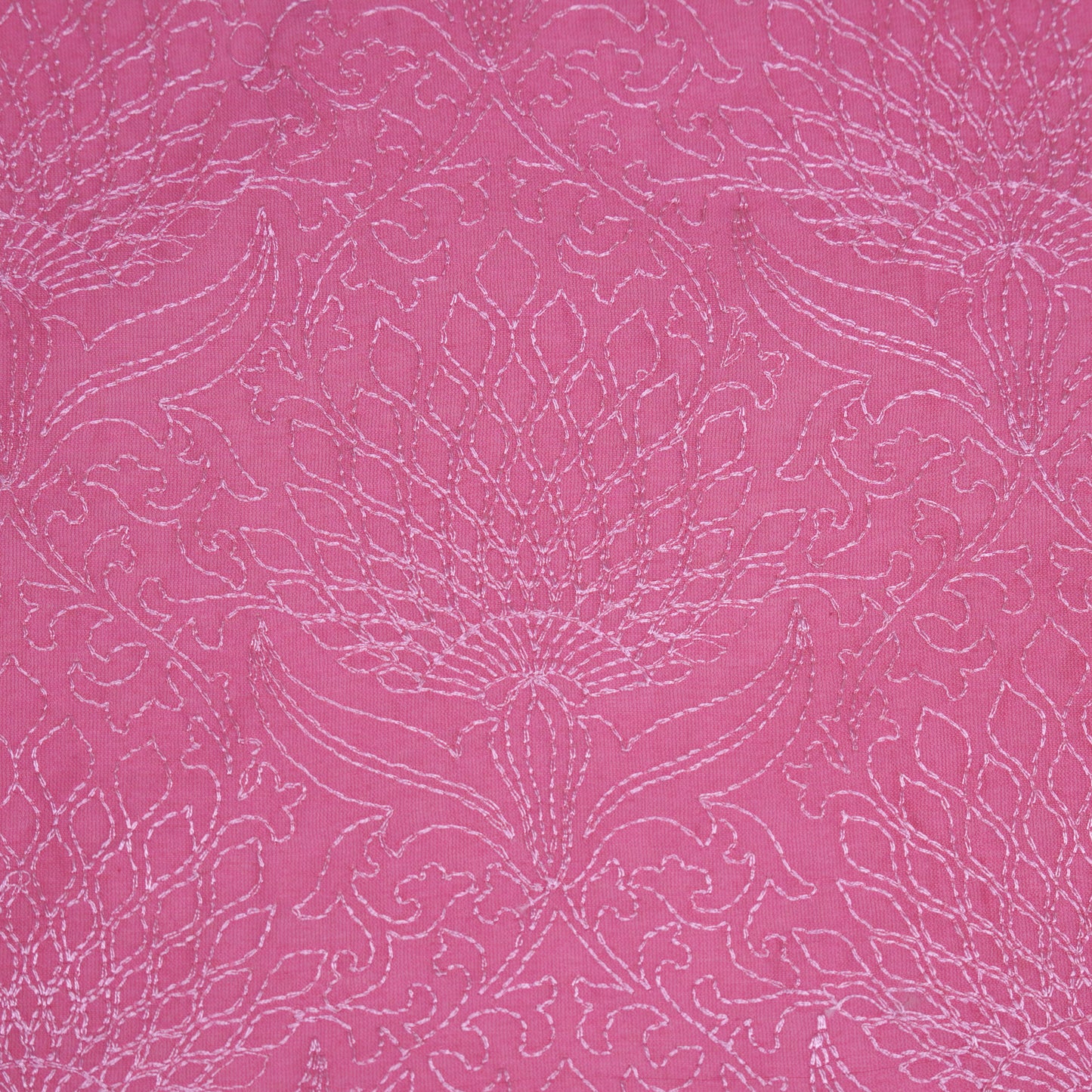 Hanifa Fuxia Chanderi Embroidered Fabric in Jaal Pattern