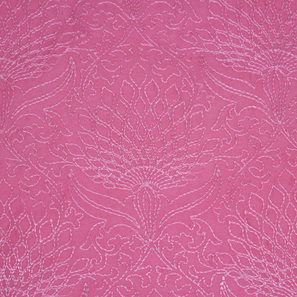 Hanifa Fuxia Chanderi Embroidered Fabric in Jaal Pattern