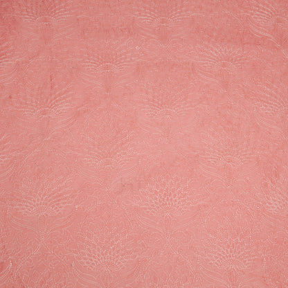 Hanifa Pink Chanderi Embroidered Fabric in Jaal Pattern