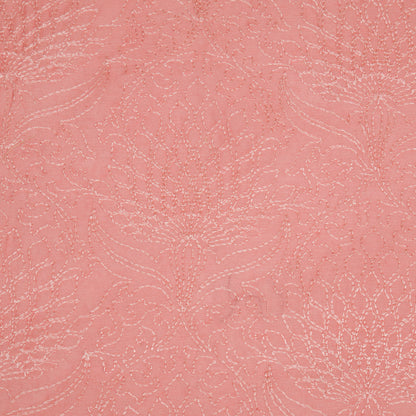 Hanifa Pink Chanderi Embroidered Fabric in Jaal Pattern