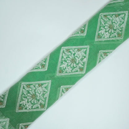 Yara Pista Green Semi Munga Kota Embroidered Fabric in Buta Pattern