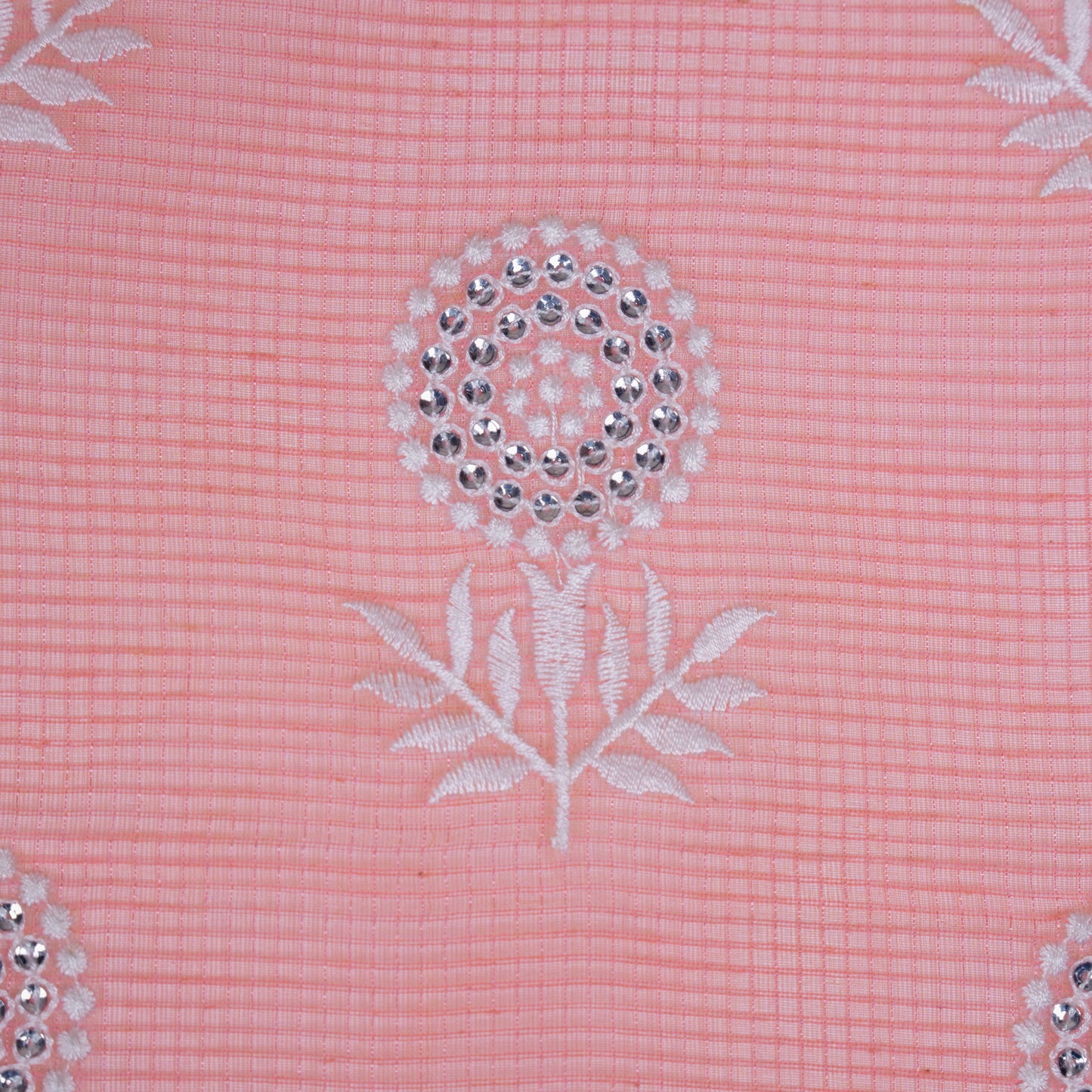 Rasha Gajari Semi Munga Kota Embroidered Fabric in Jaal Pattern