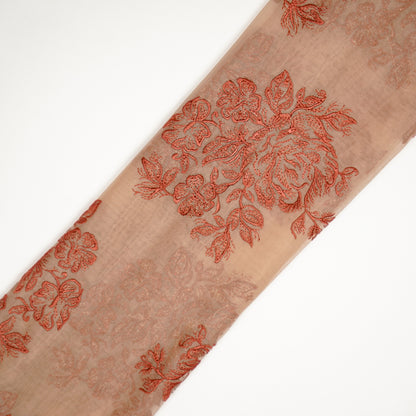 Roza Skin Viscose Organza Embroidered Fabric in Buta