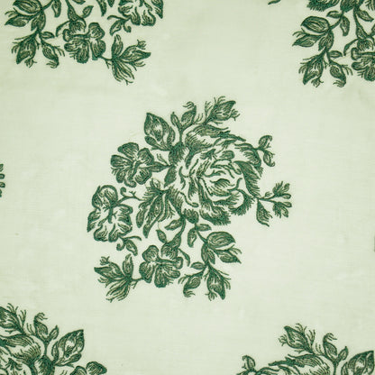 Roza Moss Green Viscose Organza Embroidered Fabric in Buta