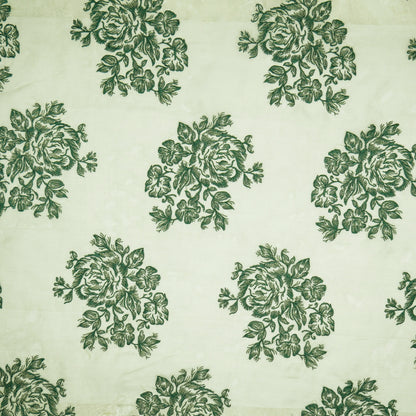 Roza Moss Green Viscose Organza Embroidered Fabric in Buta