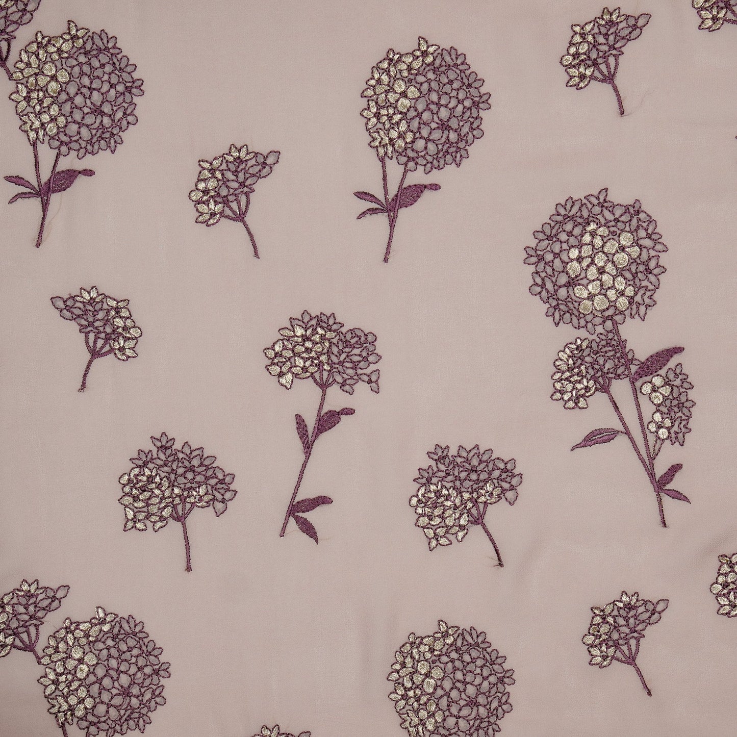 Mishka Onion Viscose Georgette Embroidered Fabric in Floral Buta Pattern