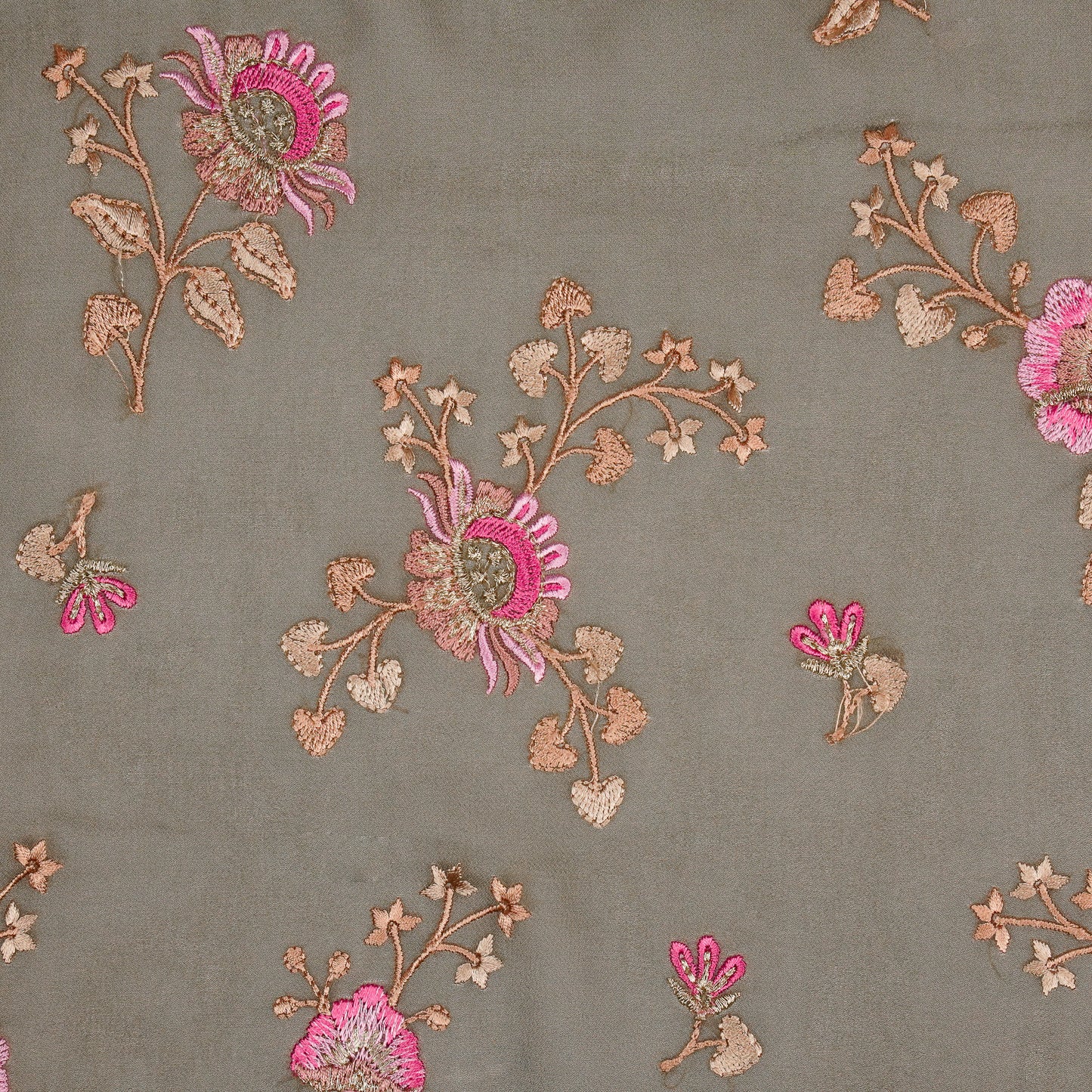 Maitri Floral  Mouse Viscose Georgette Embroidered Fabric in Jaal Pattern