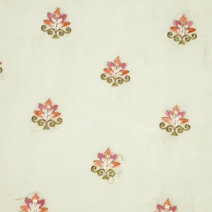 Praveen Beige Chanderi Embroidered Fabric in Buti Pattern