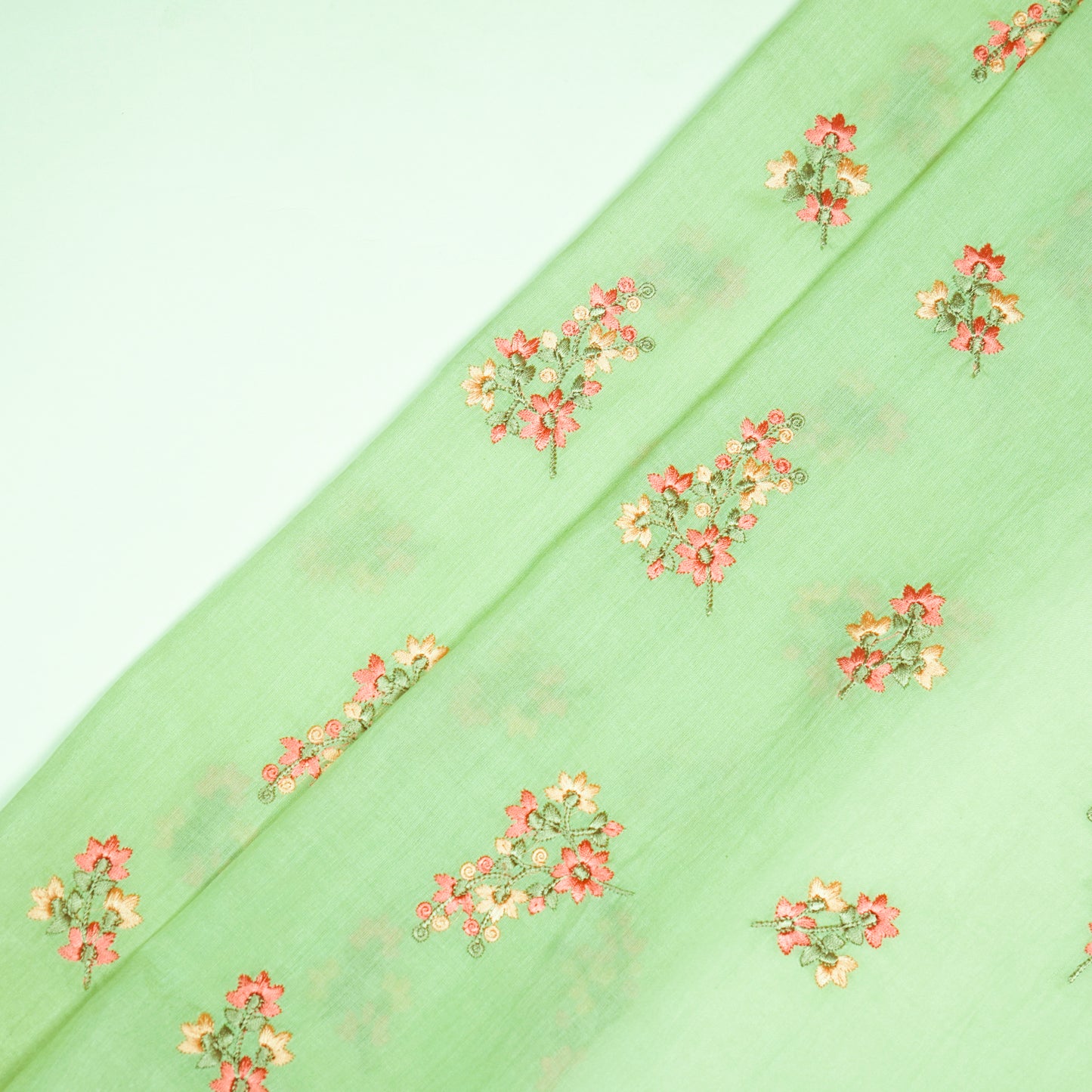 Namar Sea Green Chanderi Embroidered Fabric in Buti Pattern