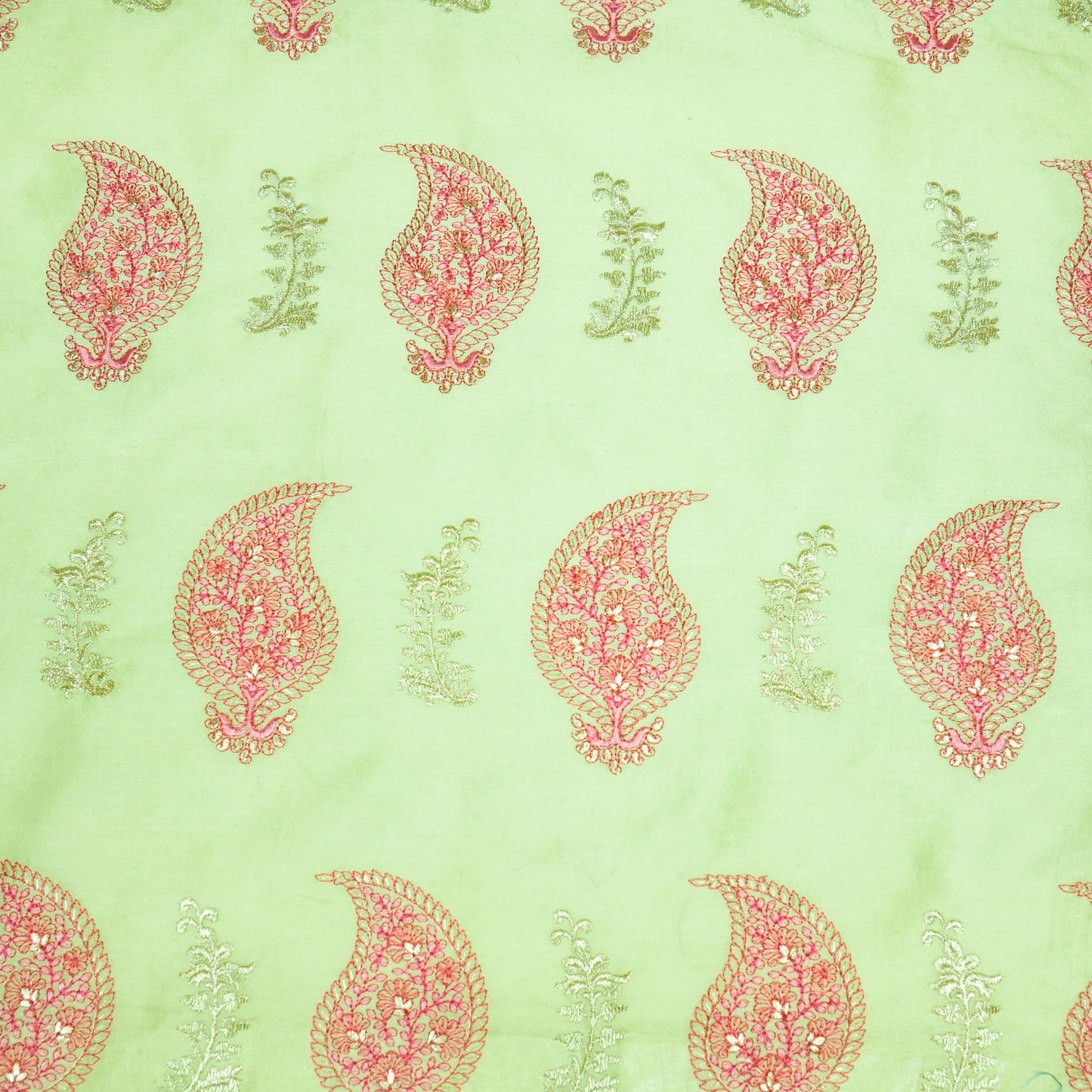 Umaima Sea Green Chanderi Embroidered Fabric in Buta Pattern