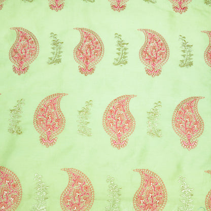 Umaima Sea Green Chanderi Embroidered Fabric in Buta Pattern