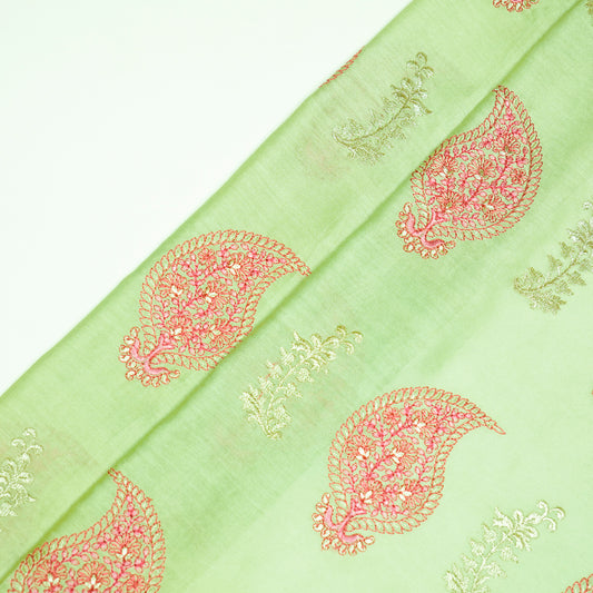 Umaima Sea Green Chanderi Embroidered Fabric in Buta Pattern