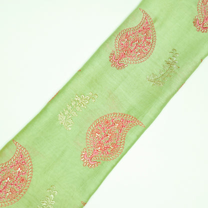 Umaima Sea Green Chanderi Embroidered Fabric in Buta Pattern