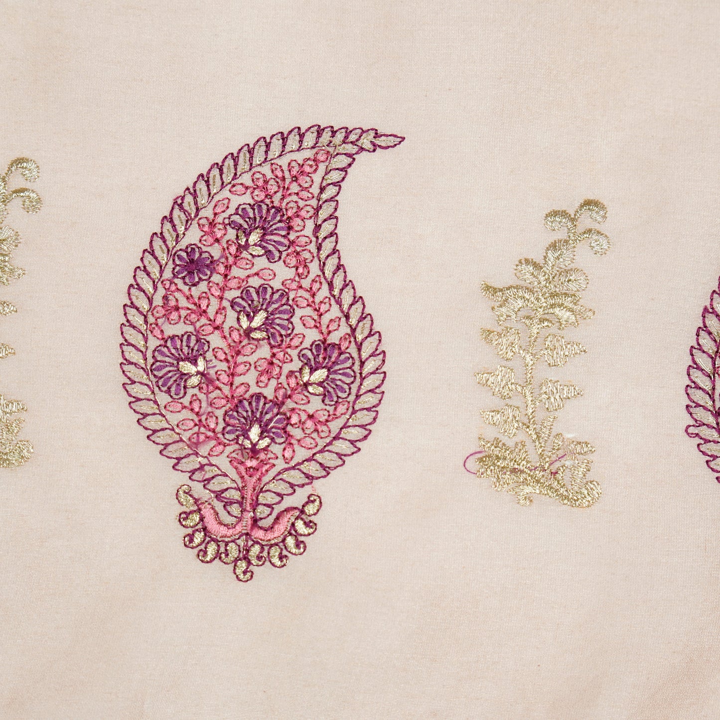 Umaima Onion Chanderi Embroidered Fabric in Buta Pattern