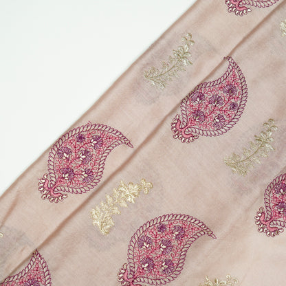 Umaima Onion Chanderi Embroidered Fabric in Buta Pattern